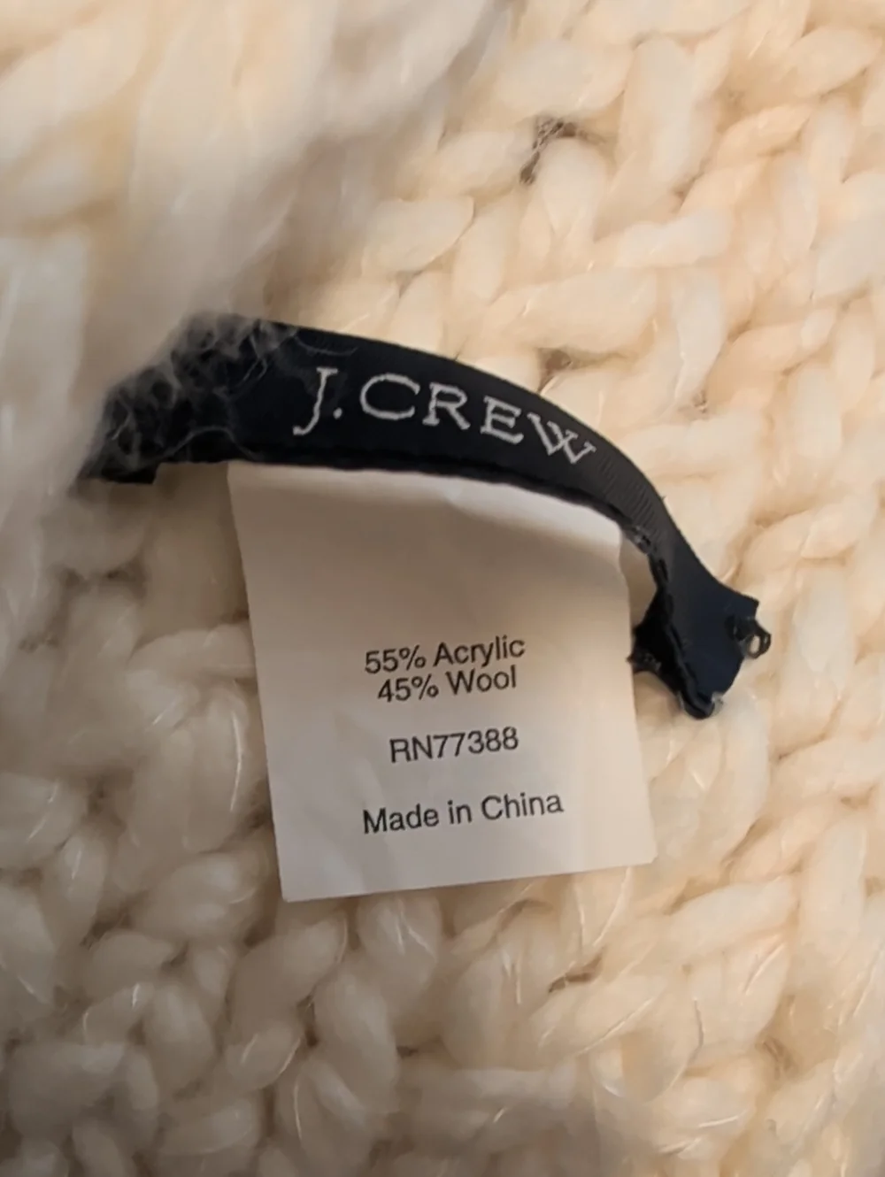 J. Crew Ivory Chunky Cable Knit Scarf
